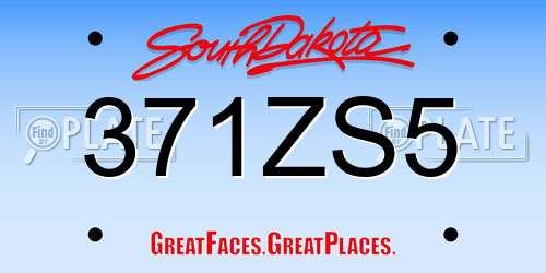 371ZS5 South Dakota License Plate