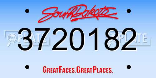 3720182 South Dakota License Plate