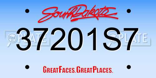 37201S7 South Dakota License Plate