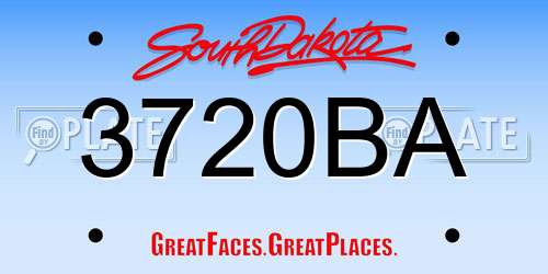 3720BA South Dakota License Plate