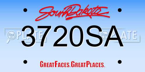 3720SA South Dakota License Plate
