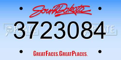 3723084 South Dakota License Plate