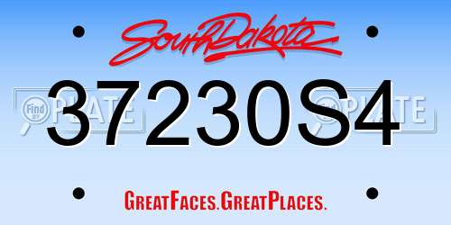 37230S4 South Dakota License Plate