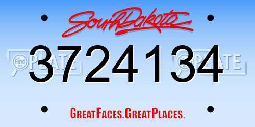 3724134 South Dakota License Plate