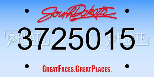 3725015 South Dakota License Plate