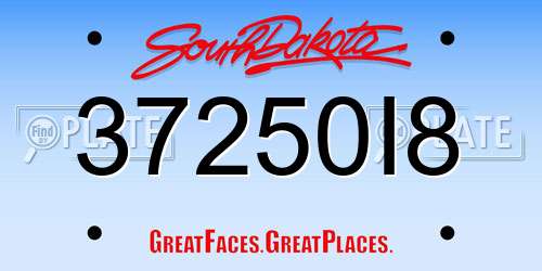 37250I8 South Dakota License Plate