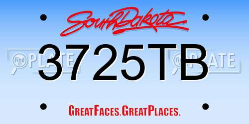 3725TB South Dakota License Plate