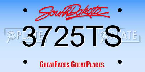3725TS South Dakota License Plate