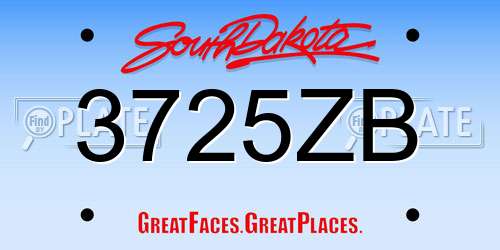 3725ZB South Dakota License Plate
