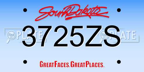 3725ZS South Dakota License Plate
