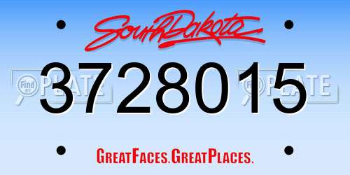 3728015 South Dakota License Plate