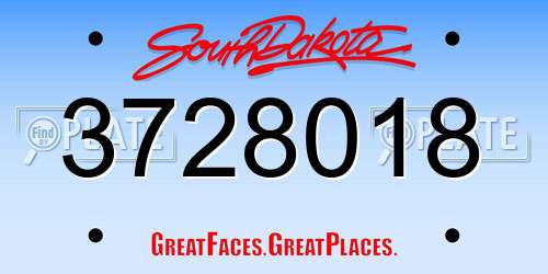 3728018 South Dakota License Plate