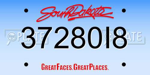 37280I8 South Dakota License Plate