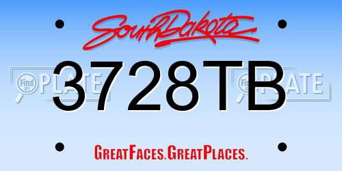 3728TB South Dakota License Plate