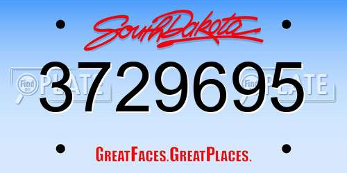 3729695 South Dakota License Plate