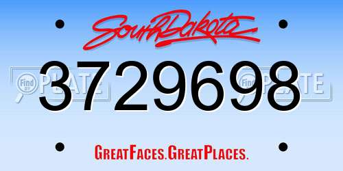 3729698 South Dakota License Plate