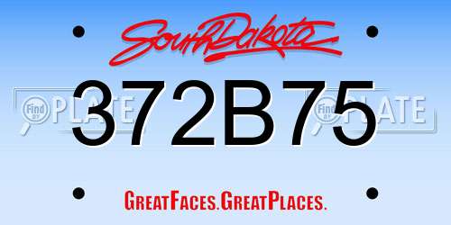 372B75 South Dakota License Plate