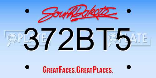 372BT5 South Dakota License Plate