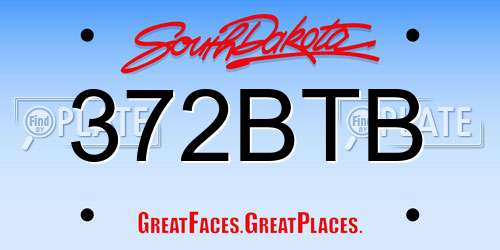 372BTB South Dakota License Plate