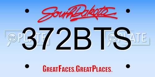 372BTS South Dakota License Plate