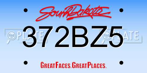 372BZ5 South Dakota License Plate