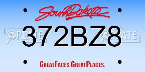 372BZ8 South Dakota License Plate