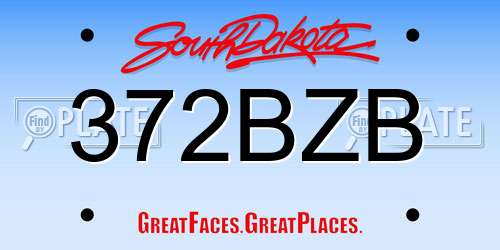 372BZB South Dakota License Plate