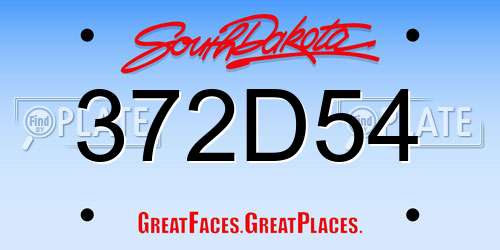 372D54 South Dakota License Plate