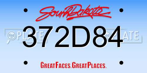372D84 South Dakota License Plate