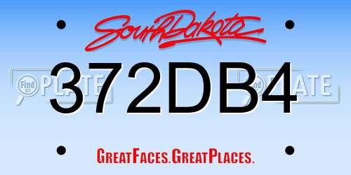 372DB4 South Dakota License Plate