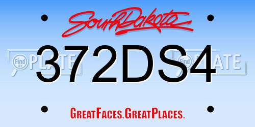 372DS4 South Dakota License Plate