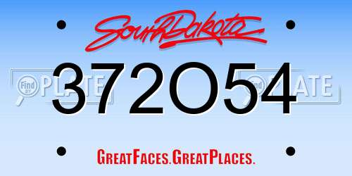 372O54 South Dakota License Plate