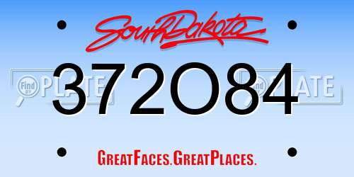 372O84 South Dakota License Plate