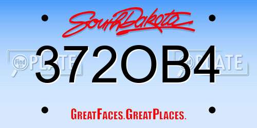 372OB4 South Dakota License Plate