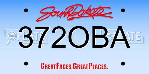 372OBA South Dakota License Plate