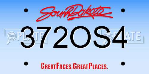 372OS4 South Dakota License Plate