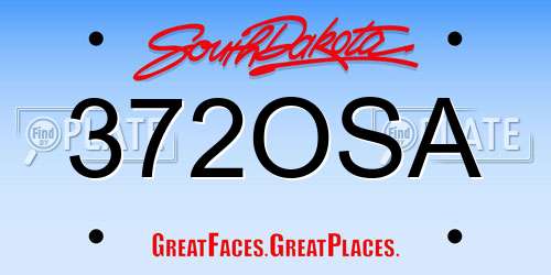 372OSA South Dakota License Plate