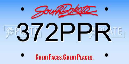 372PPR South Dakota License Plate