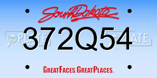 372Q54 South Dakota License Plate