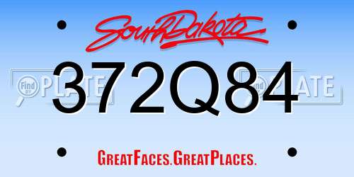 372Q84 South Dakota License Plate