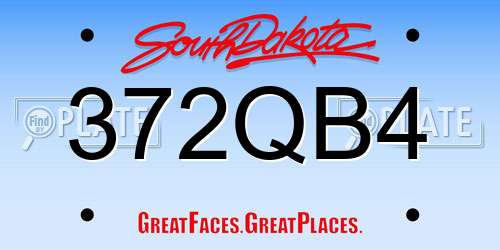 372QB4 South Dakota License Plate