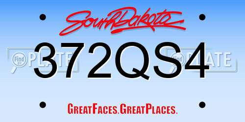 372QS4 South Dakota License Plate