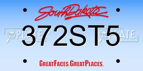372ST5 South Dakota License Plate