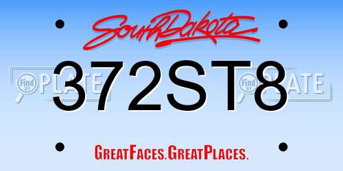 372ST8 South Dakota License Plate