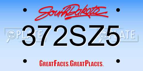 372SZ5 South Dakota License Plate
