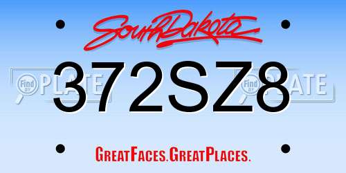 372SZ8 South Dakota License Plate
