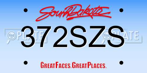 372SZS South Dakota License Plate