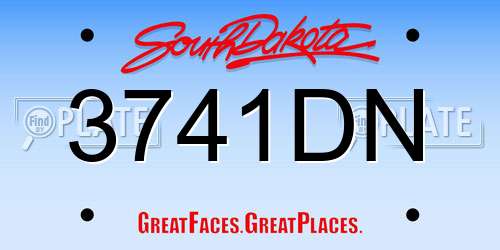 3741DN South Dakota License Plate