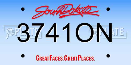 3741ON South Dakota License Plate