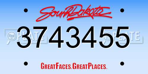 3743455 South Dakota License Plate